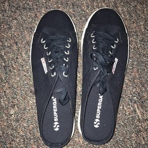 Platform Blue Superga Mule